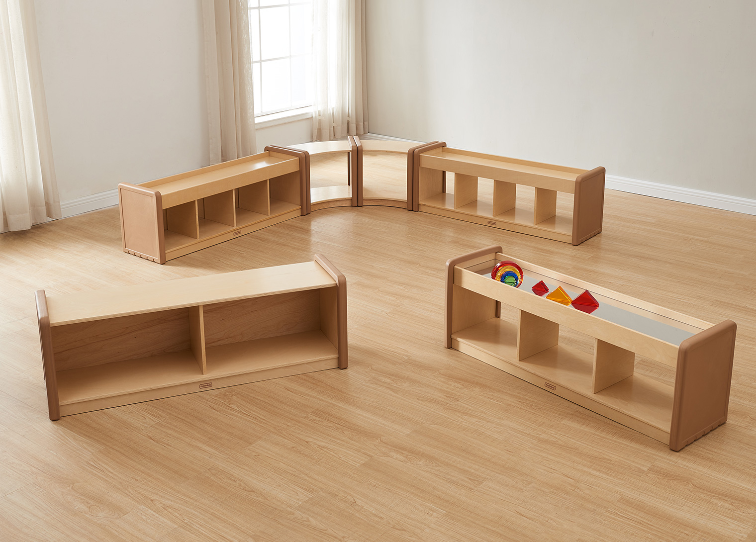 SoftEdge Toddler Play Center - Mirrored Back Shelving Unit