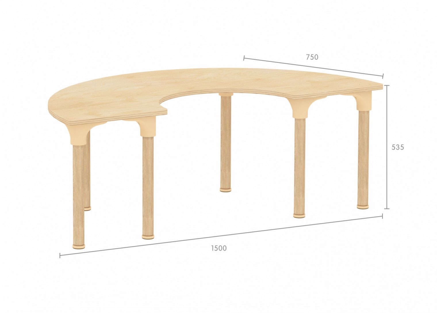 Alrik System - 535H Horseshoe Activity Table (Clear Varnish)