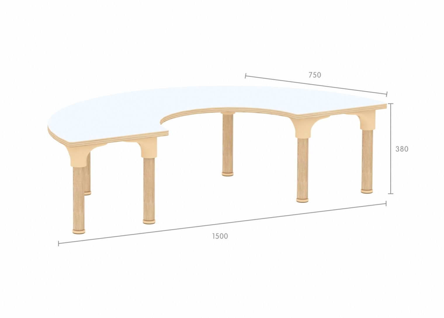 Alrik System - 380H U-Shaped Table (White)