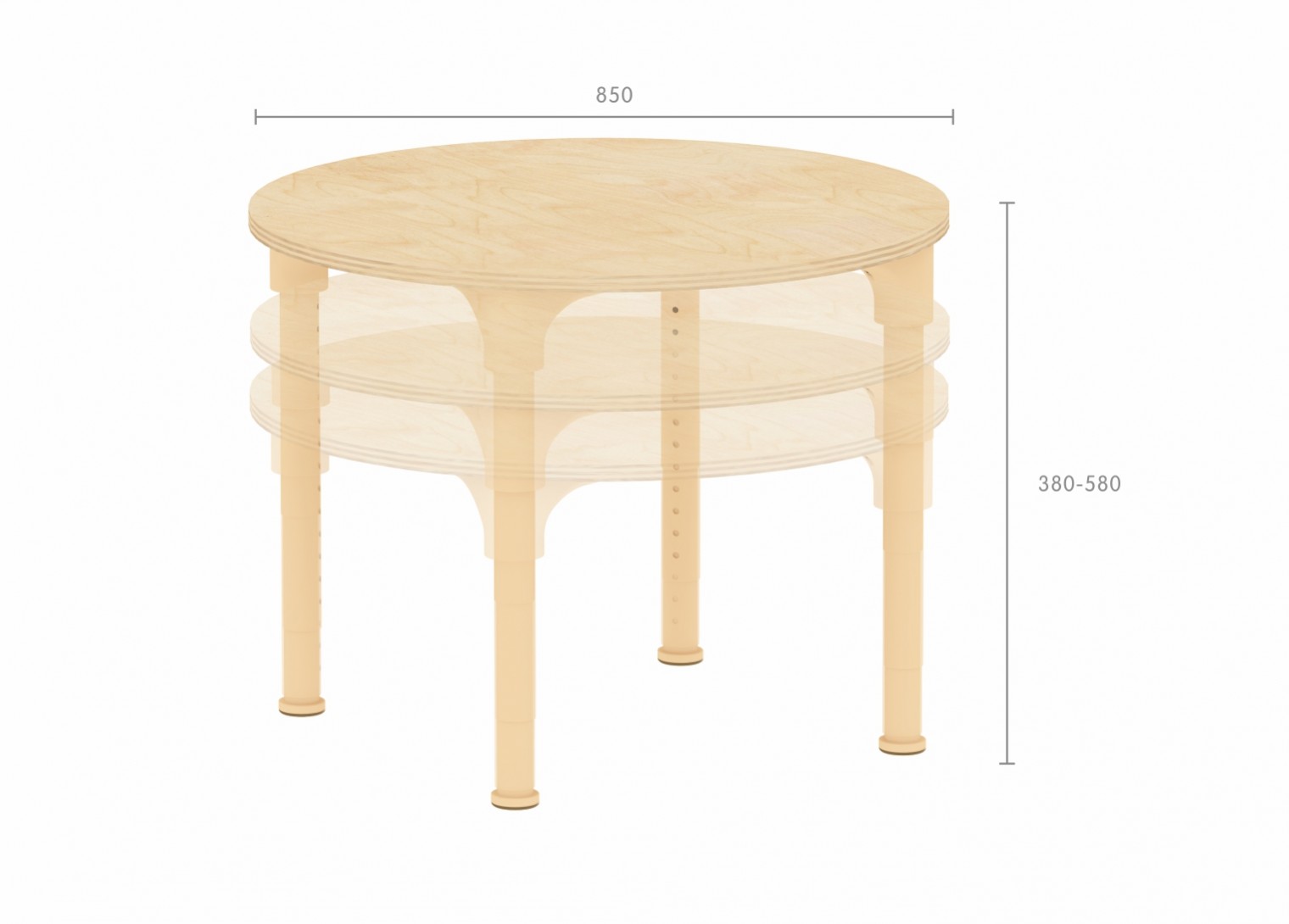 Alrik System - Adjustable Metal Circular Table (Clear Varnish)