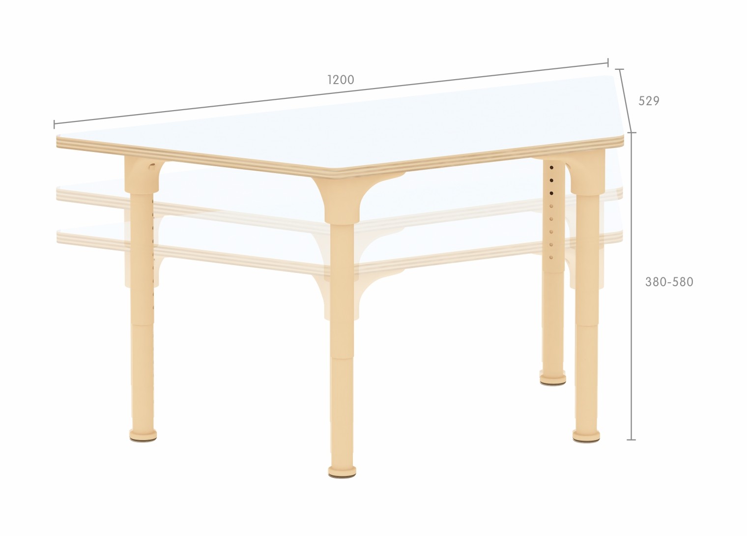 Alrik System - Adjustable Metal Trapezoidal Table (White)