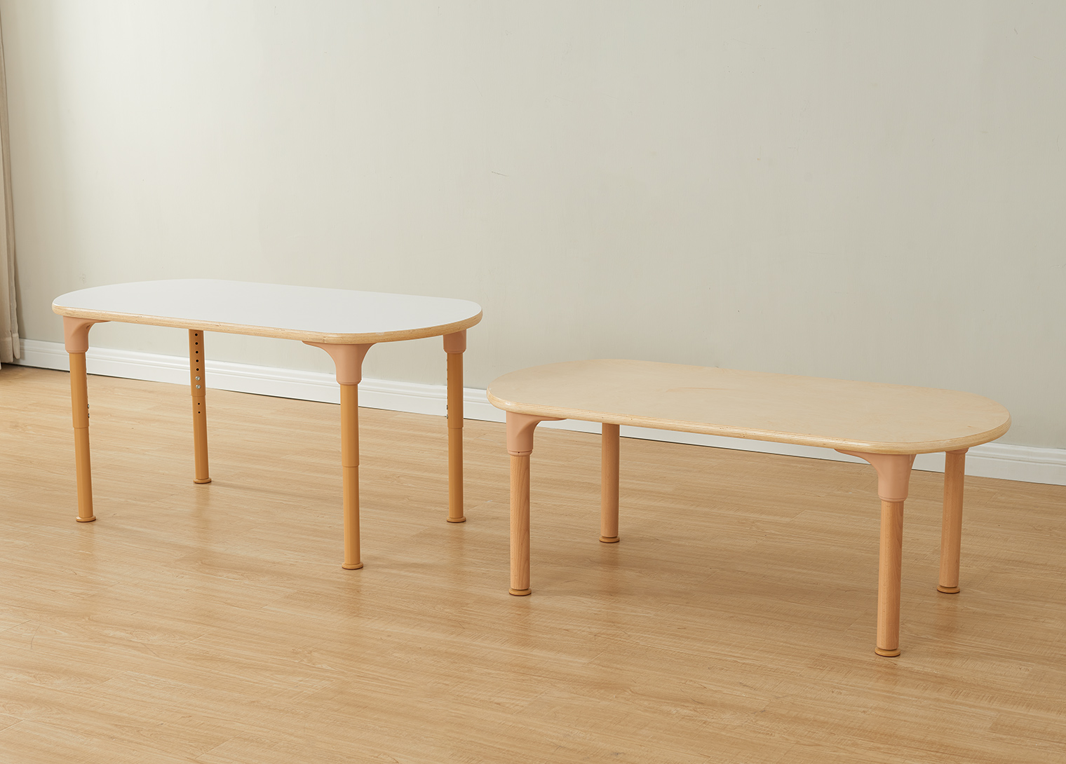 Alrik System - Adjustable Metal Oval-Shaped Table (White)