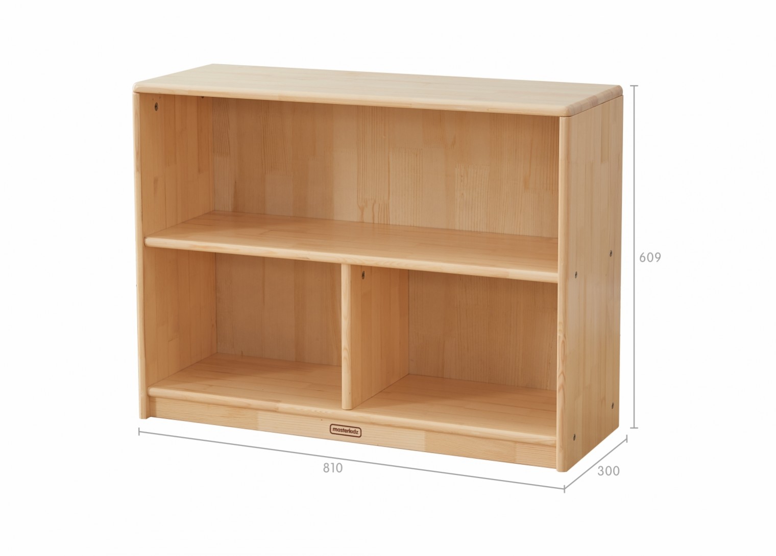 Acar - 609H x 810L Wooden  3-Compartment Shelving Unit - Wooden Back