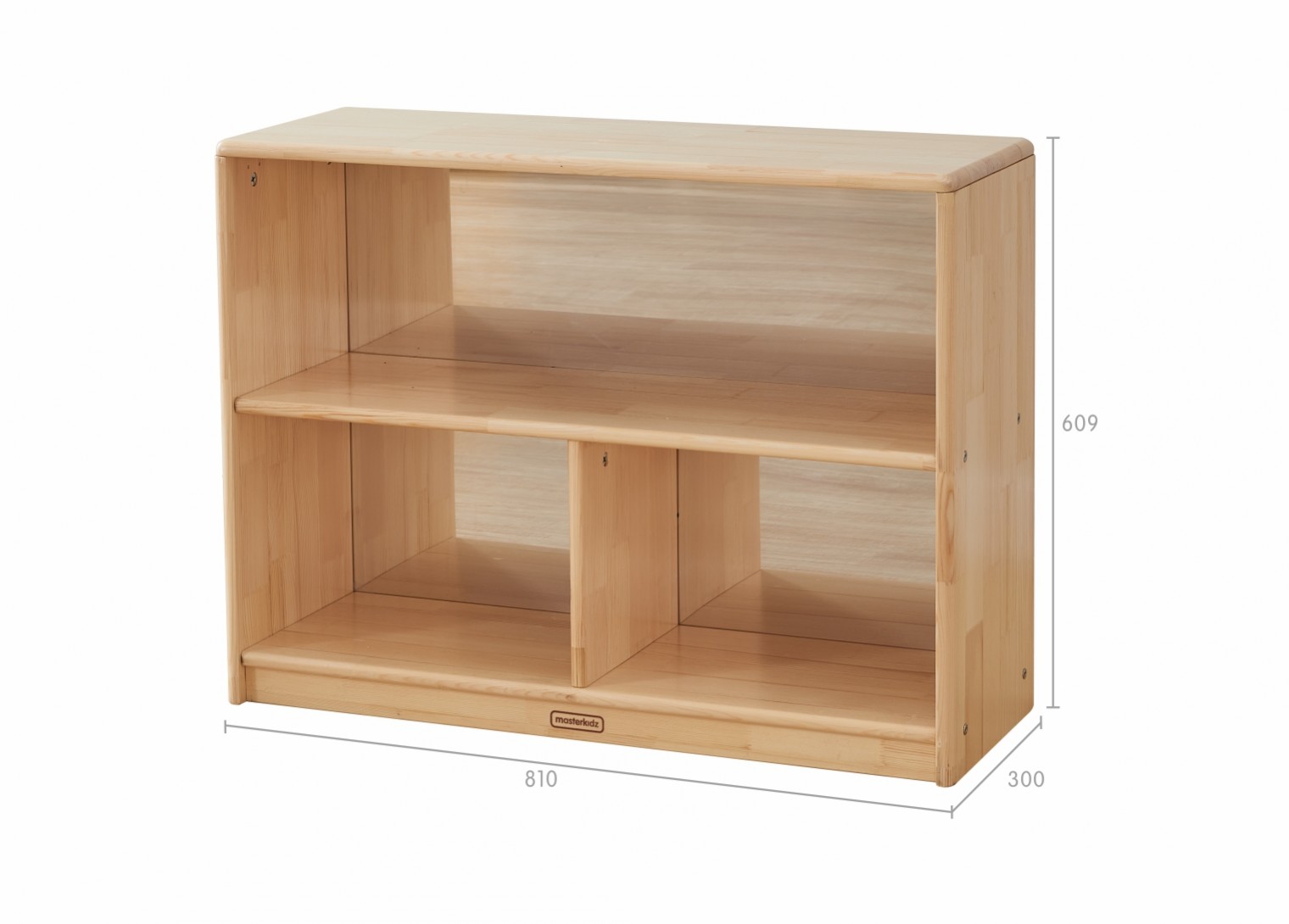 Acar - 609H x 810L Wooden  3-Compartment Shelving Unit - Anti-Scratch Acrylic Mirror Back