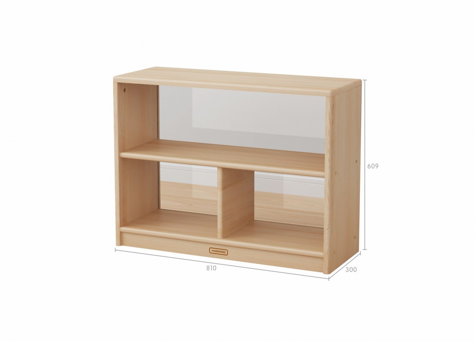 Acar - 609H x 810L Wooden  3-Compartment Shelving Unit - Transparent Back