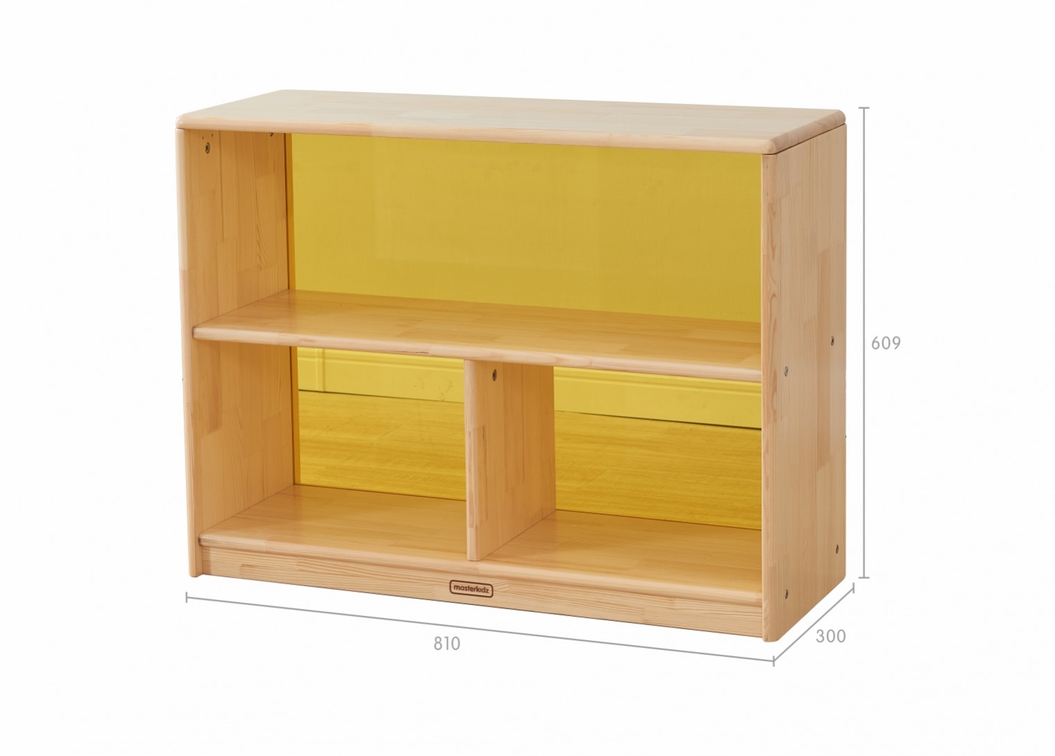 Acar - 609H x 810L Wooden  3-Compartment Shelving Unit - Translucent Yellow Back