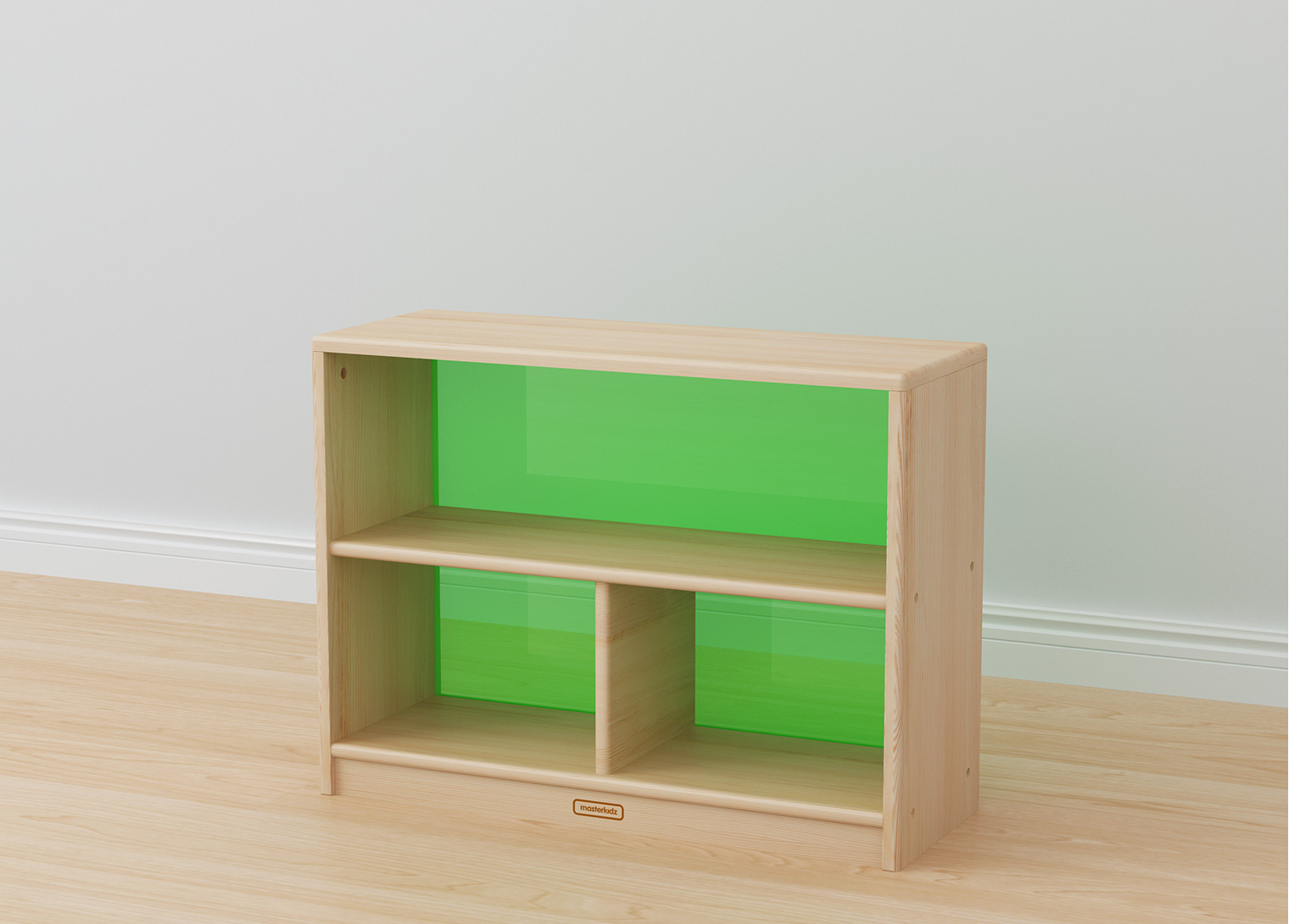 Acar - 609H x 810L Wooden  3-Compartment Shelving Unit - Translucent Green Back