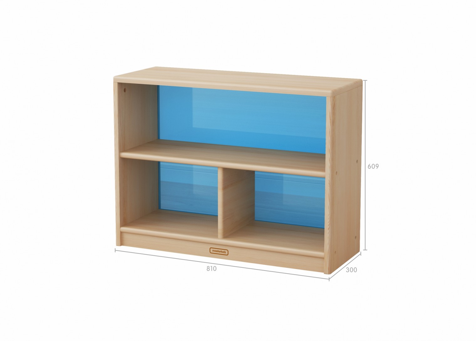 Acar - 609H x 810L Wooden  3-Compartment Shelving Unit - Translucent Blue Back