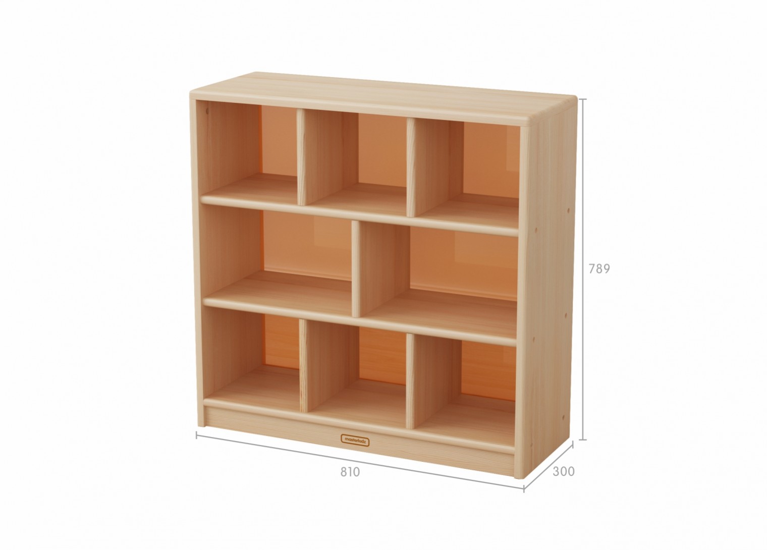 Acar - 789H x 810L Wooden  8-Compartment Shelving Unit - Translucent Orange Back