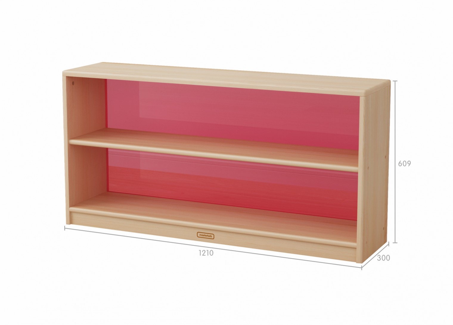 Acar - 609H x 1210L Wooden  Shelving Unit - Translucent Red Back