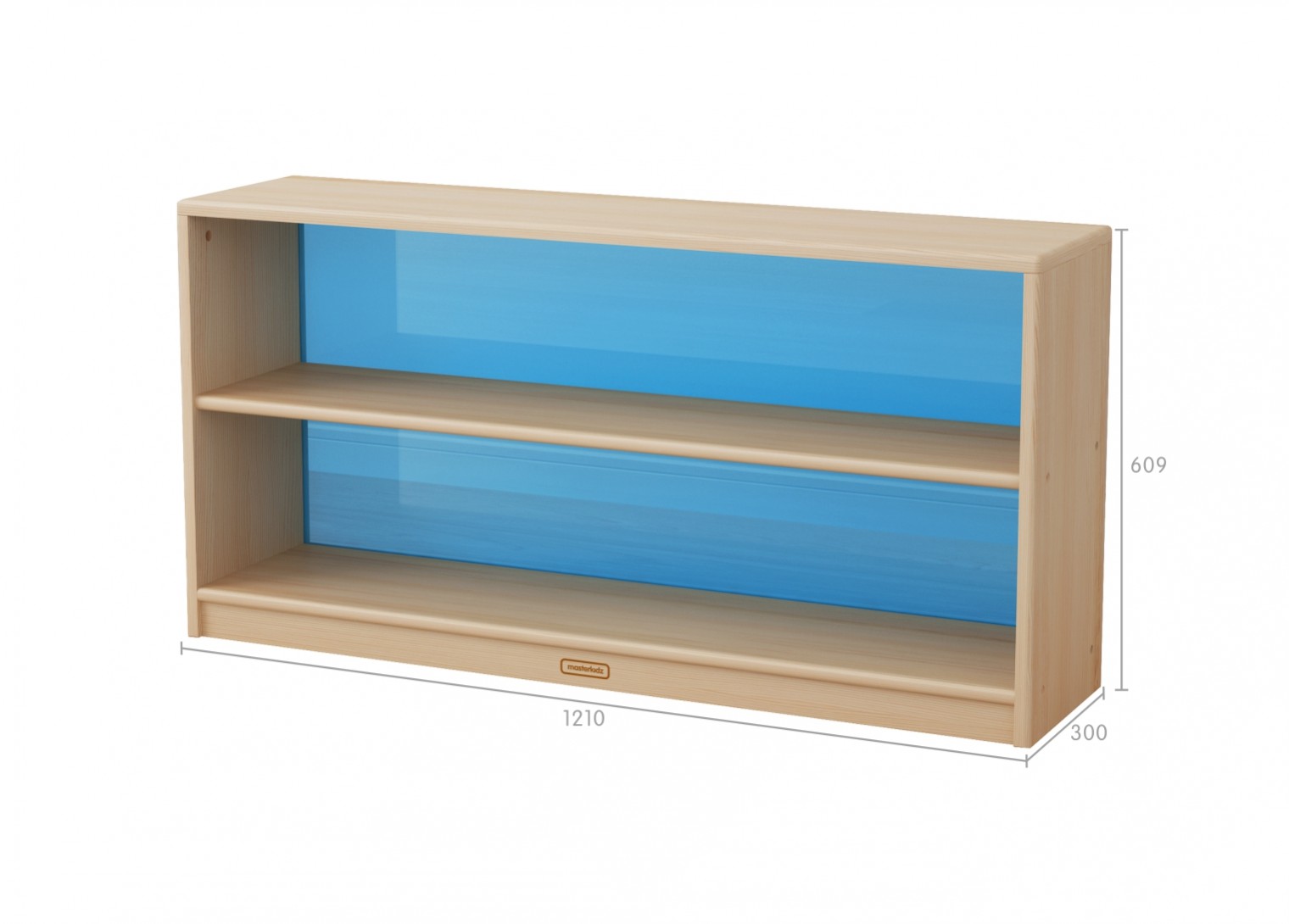 Acar - 609H x 1210L Wooden  Shelving Unit - Translucent Blue Back