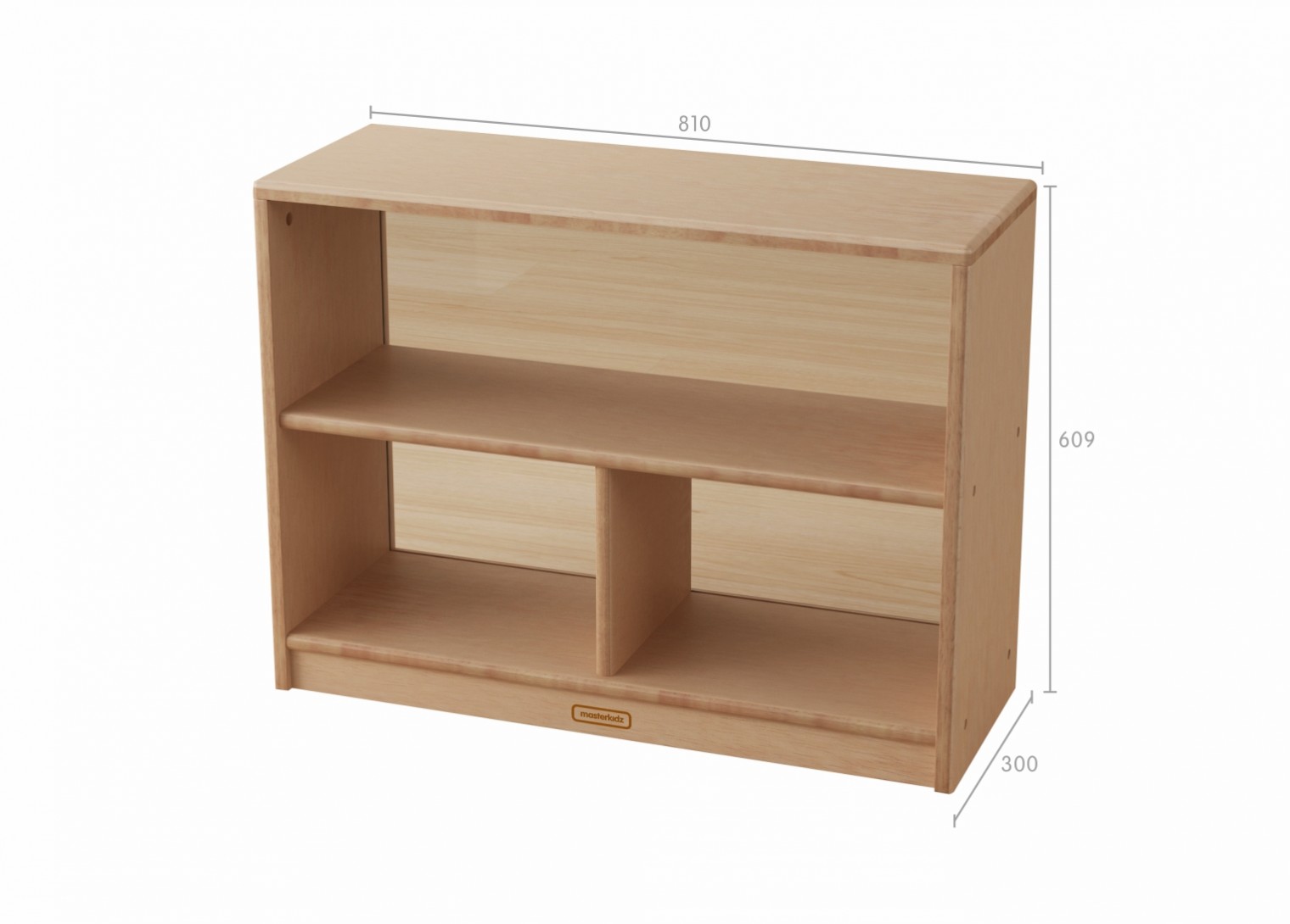 Bern - 609H x 810L Natural Rubber Wood  3-Compartment Shelving Unit - Transparent Back