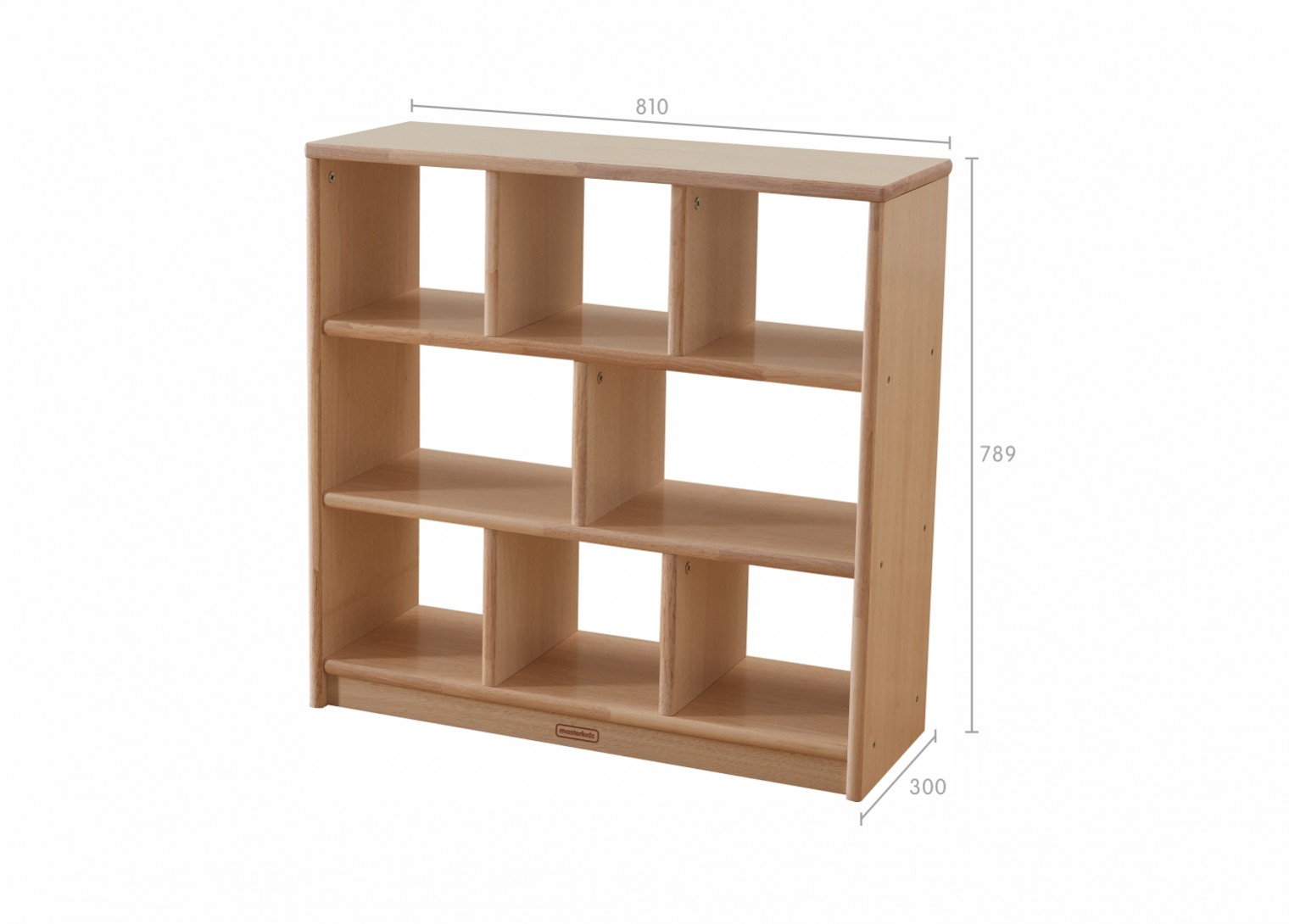 Bern - 789H x 810L Natural Rubber Wood  8-Compartment Shelving Unit - Open Back