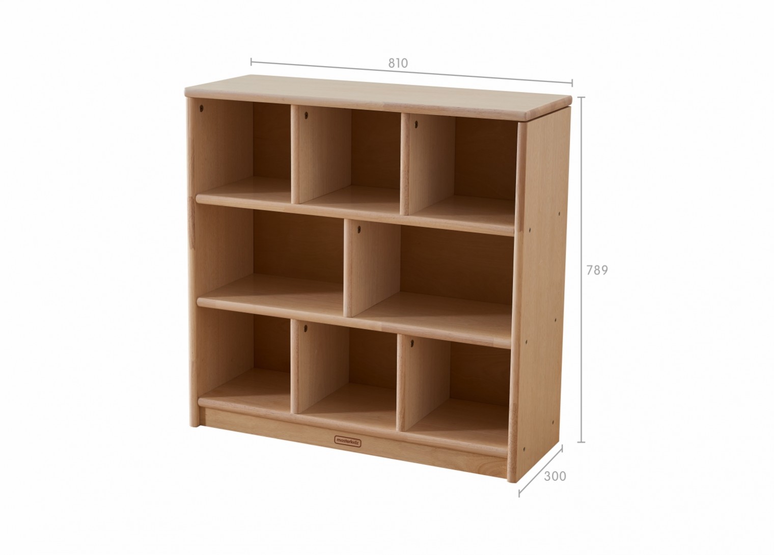 Bern - 789H x 810L Natural Rubber Wood  8-Compartment Shelving Unit - Wooden Back