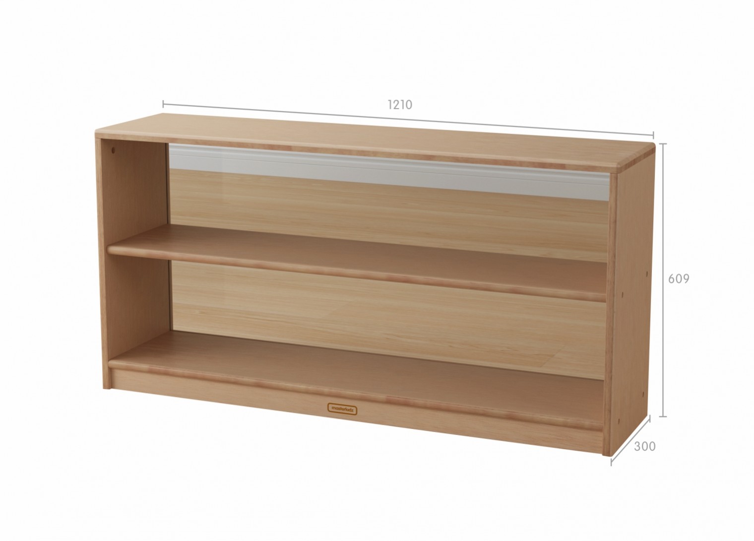 Bern - 609H x 1210L Natural Rubber Wood  Shelving Unit - Transparent Back