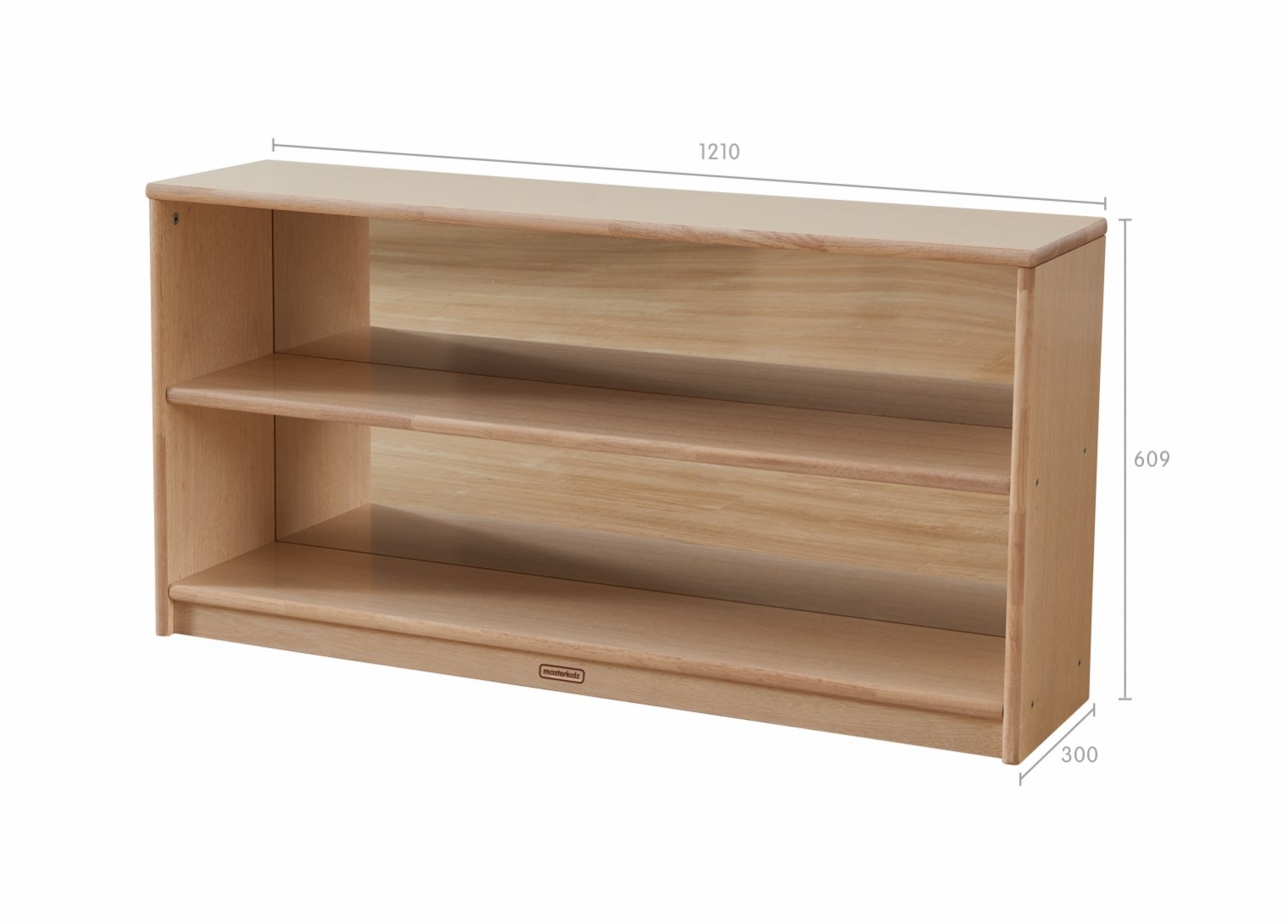 Bern - 609H x 1210L Natural Rubber Wood  Shelving Unit - Anti-Scratch Acrylic Mirror Back