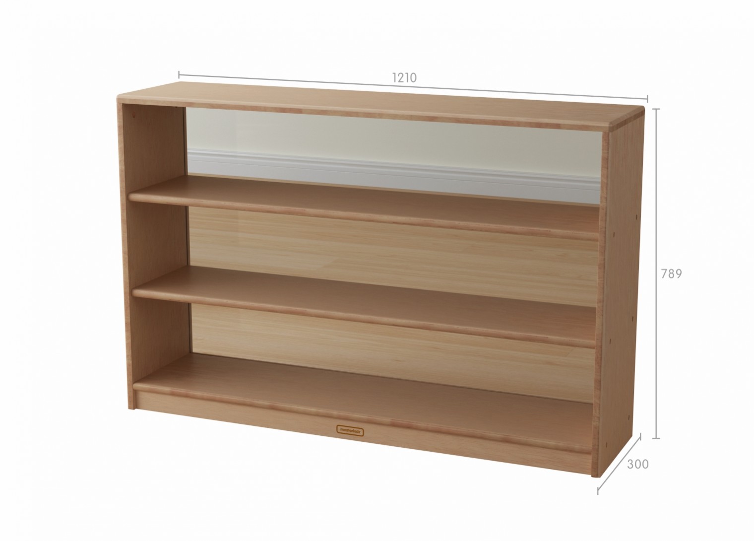 Bern - 789H x 1210L Natural Rubber Wood  Shelving Unit - Transparent Back