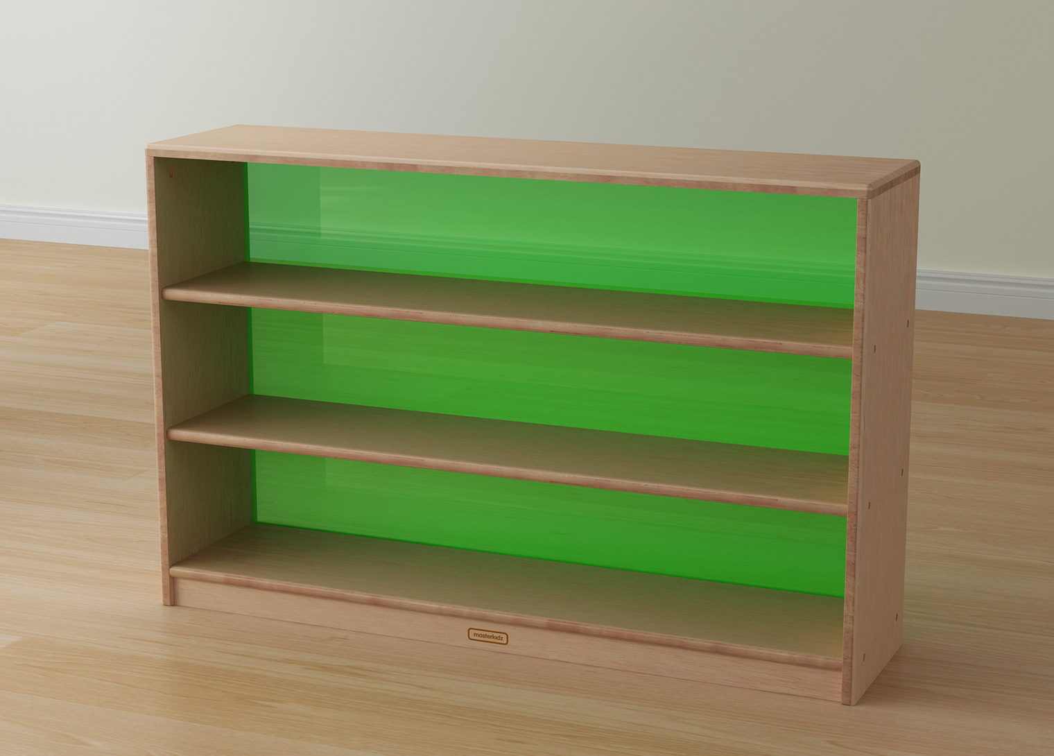 Bern - 789H x 1210L Natural Rubber Wood  Shelving Unit - Translucent Green Back