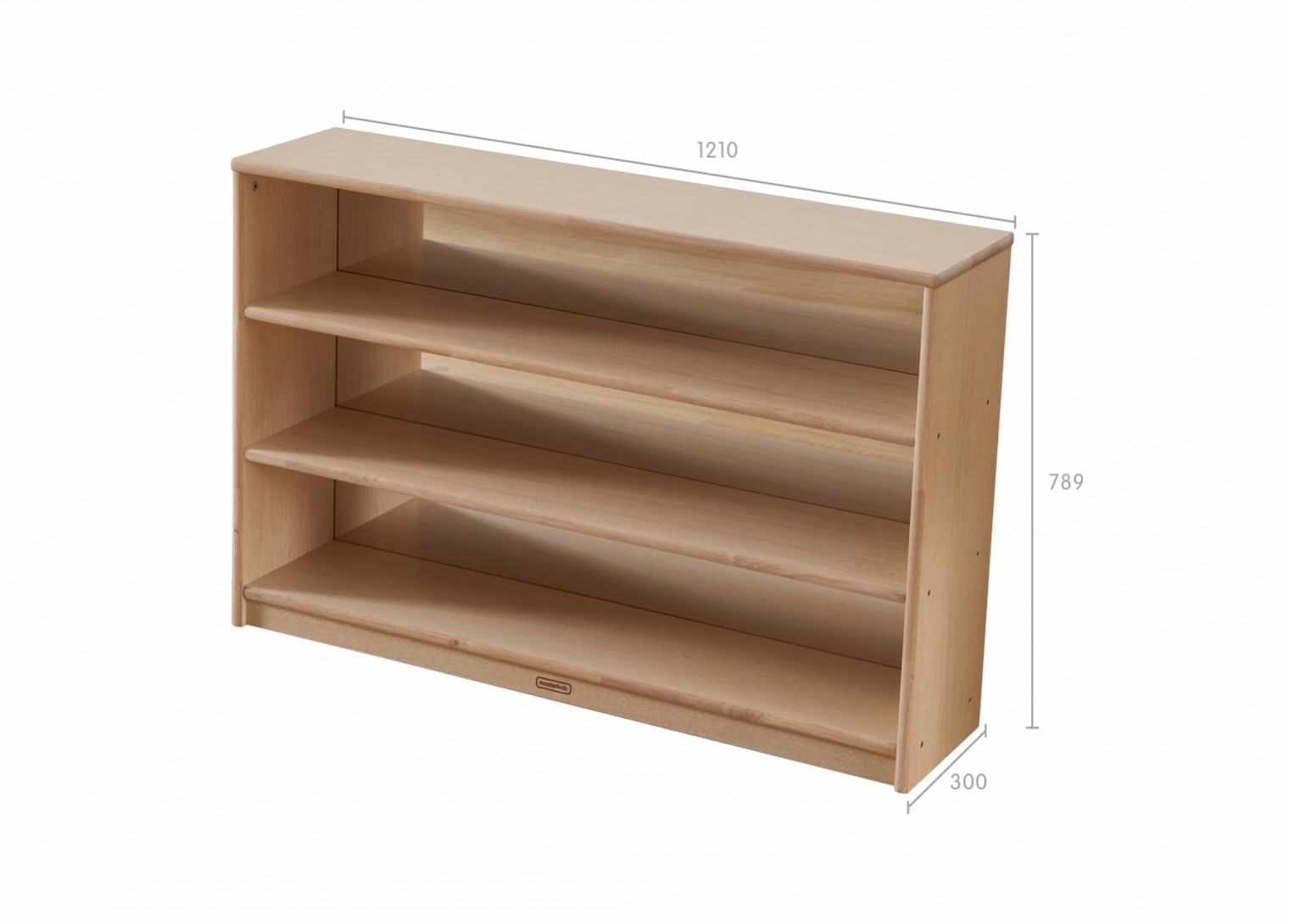 Bern - 789H x 1210L Natural Rubber Wood  Shelving Unit - Anti-Scratch Acrylic Mirror Back