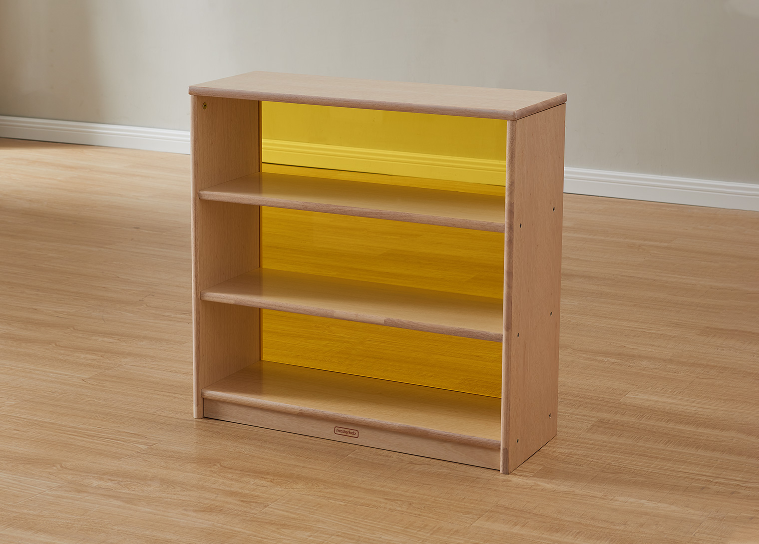 Bern - 789H x 810L Natural Rubber Wood  Shelving Unit - Translucent Yellow Back