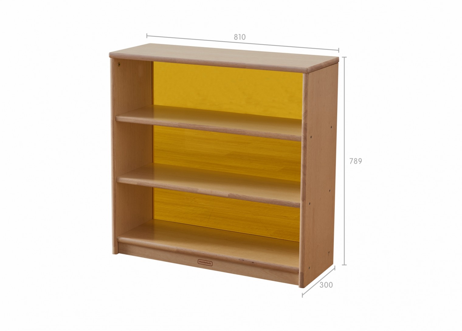 Bern - 789H x 810L Natural Rubber Wood  Shelving Unit - Translucent Yellow Back