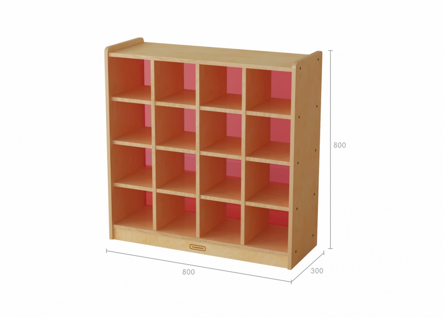 800H x 800L 16 Compartment Shelving Unit - Translucent Red Back