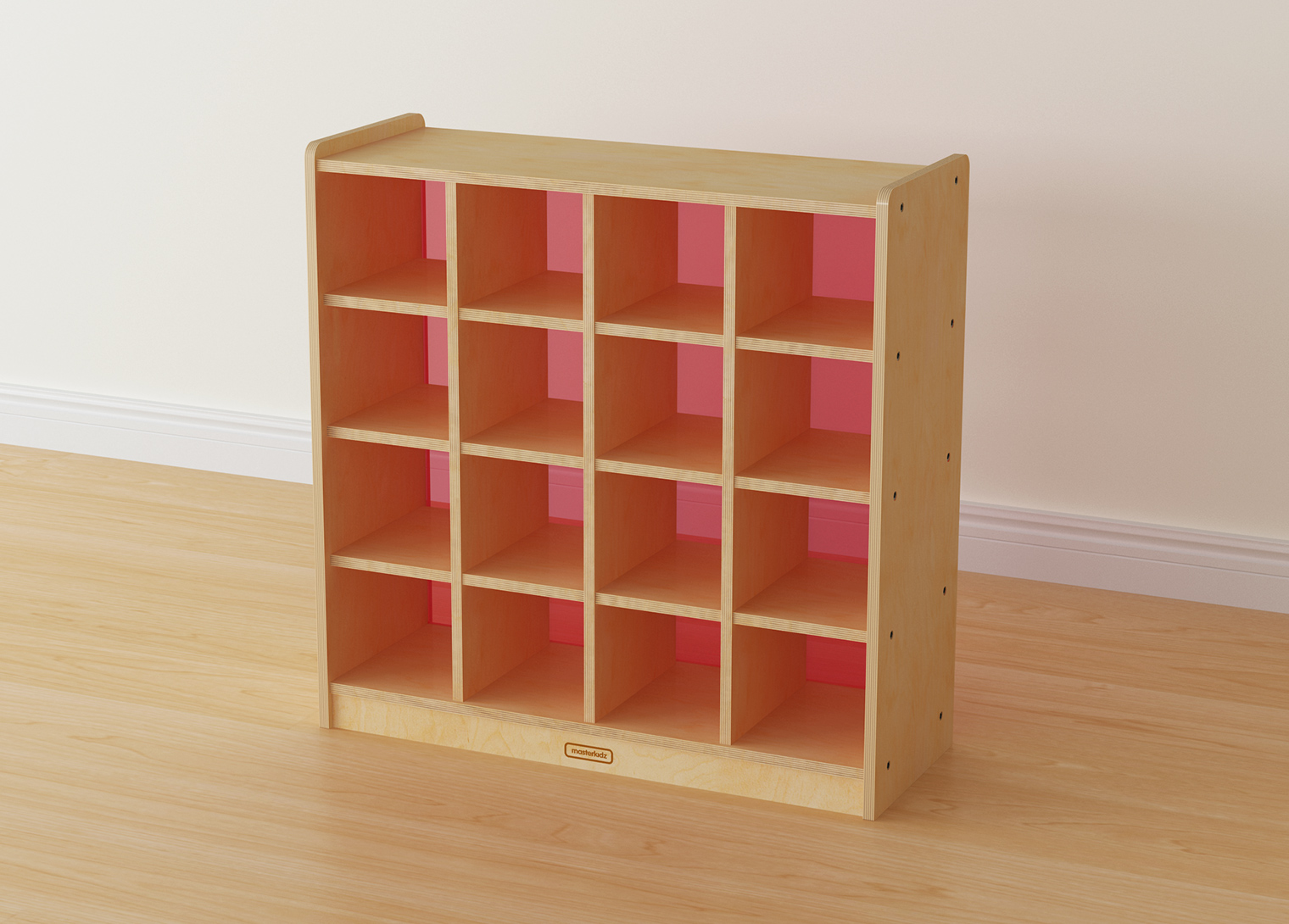 800H x 800L 16 Compartment Shelving Unit - Translucent Red Back