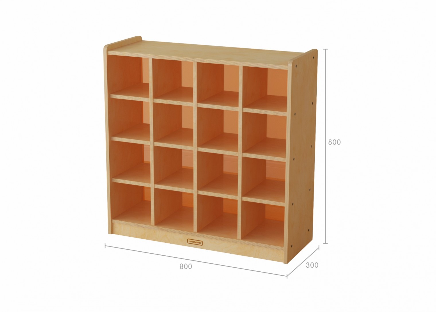 800H x 800L 16 Compartment Shelving Unit - Translucent Orange Back