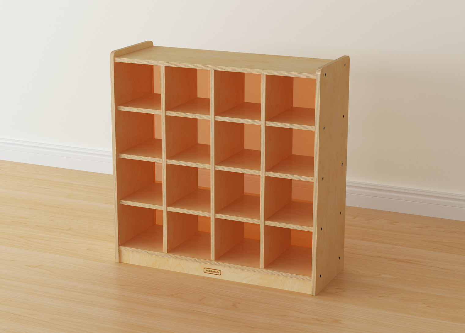 800H x 800L 16 Compartment Shelving Unit - Translucent Orange Back