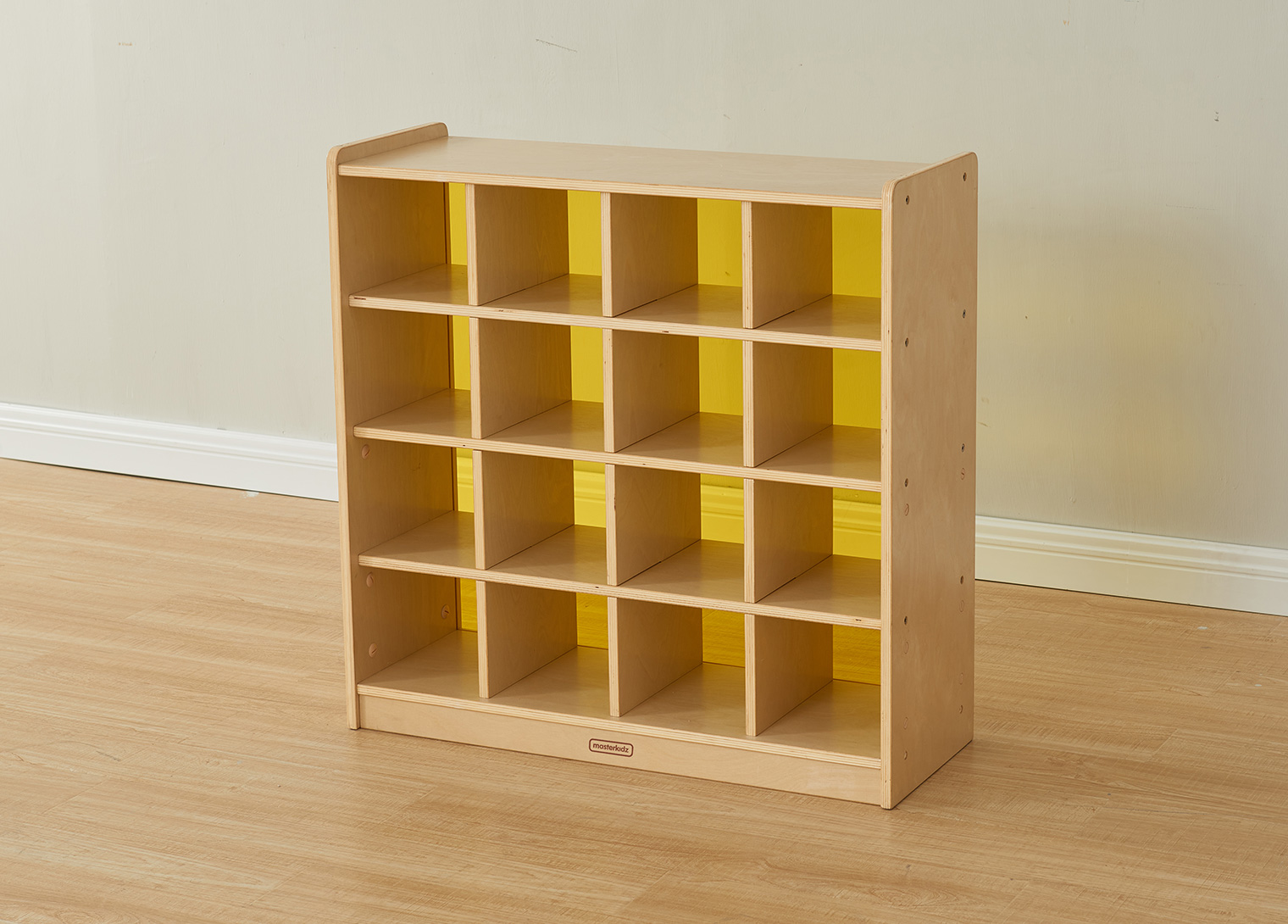 800H x 800L 16 Compartment Shelving Unit - Translucent Yellow Back