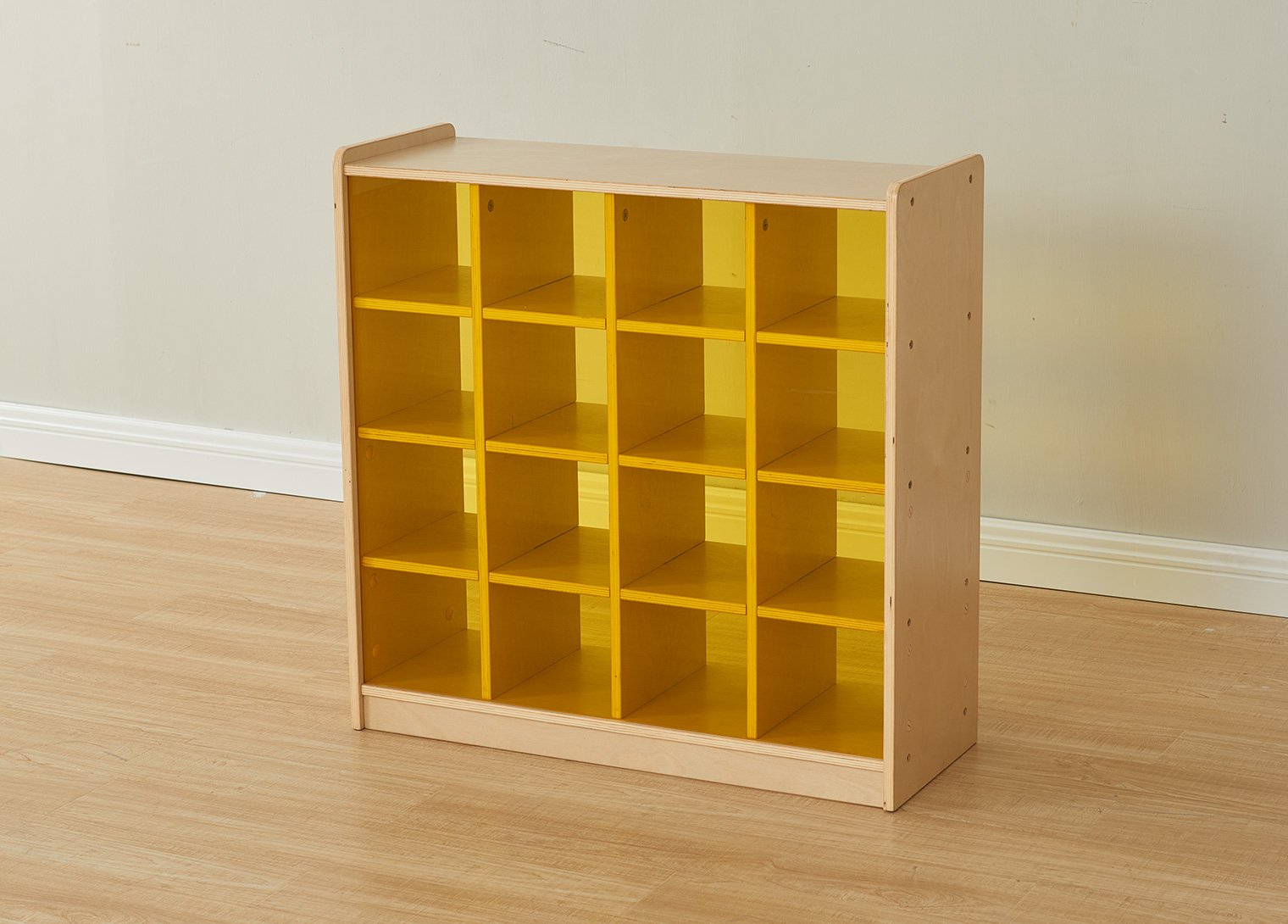 800H x 800L 16 Compartment Shelving Unit - Translucent Yellow Back