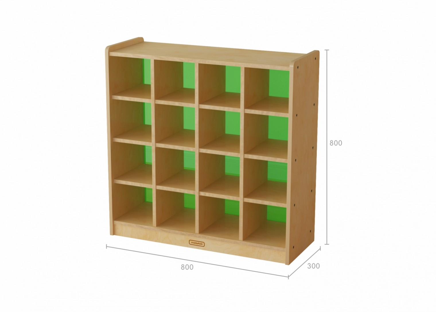 800H x 800L 16 Compartment Shelving Unit - Translucent Green Back