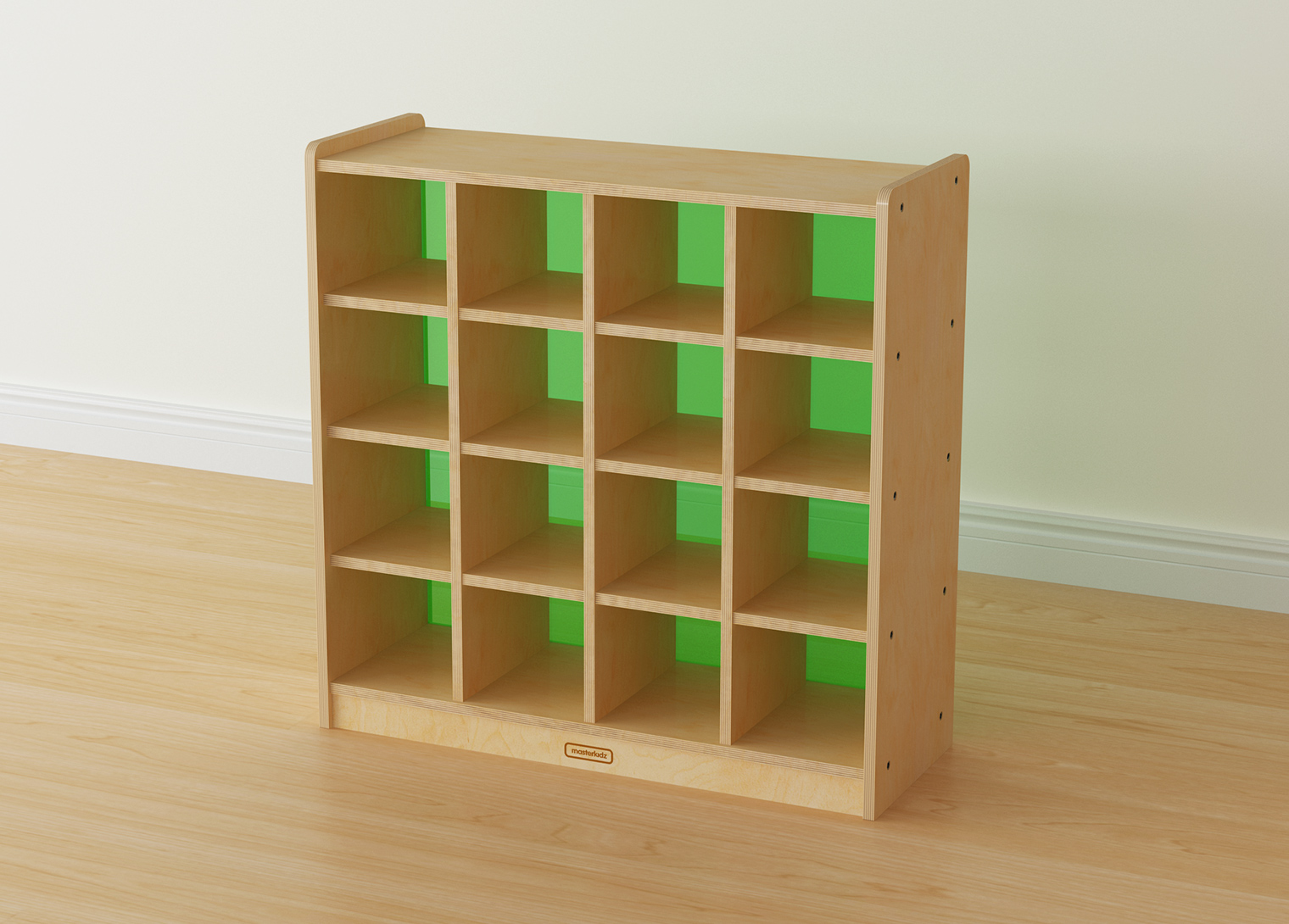 800H x 800L 16 Compartment Shelving Unit - Translucent Green Back