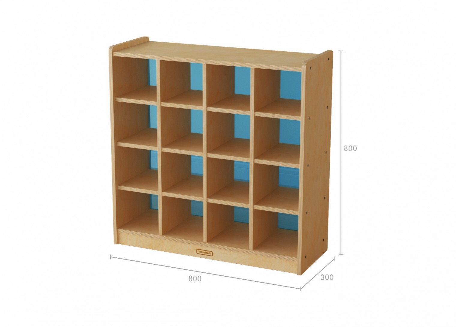 800H x 800L 16 Compartment Shelving Unit - Translucent Blue Back