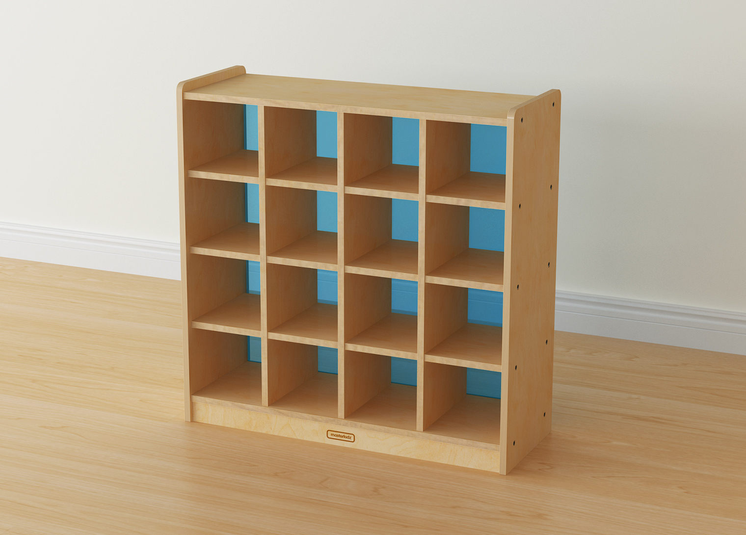 800H x 800L 16 Compartment Shelving Unit - Translucent Blue Back