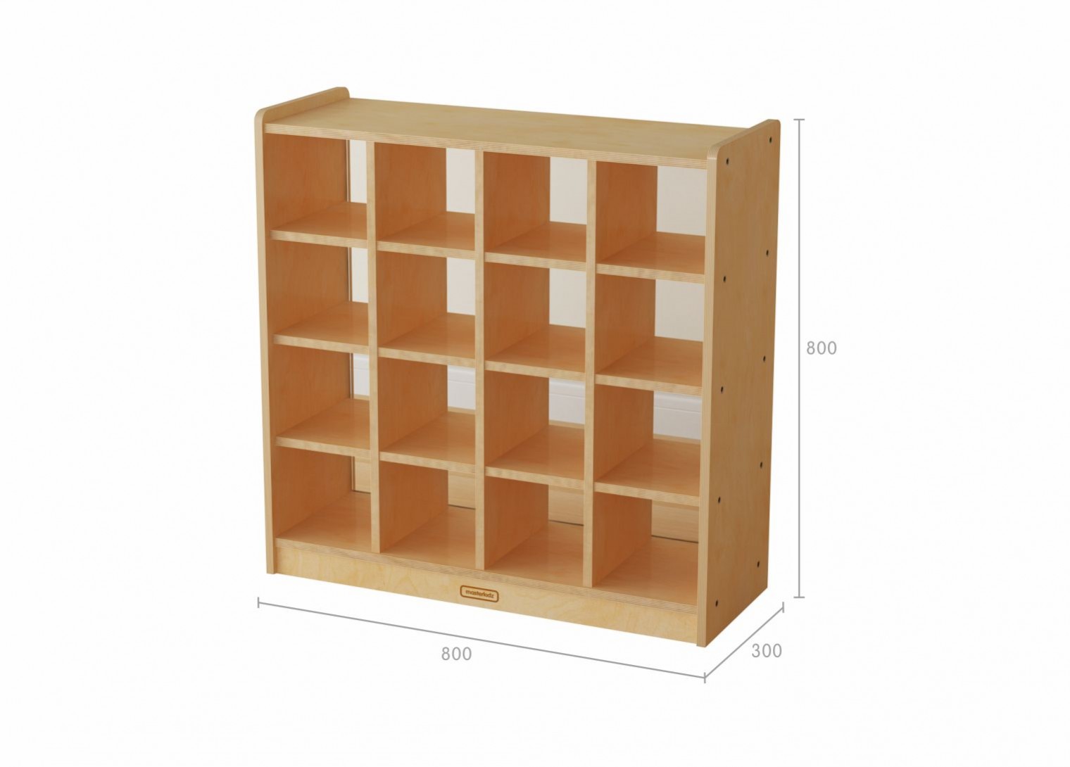 800H x 800L 16  -Compartment Shelving Unit - Transparent Back