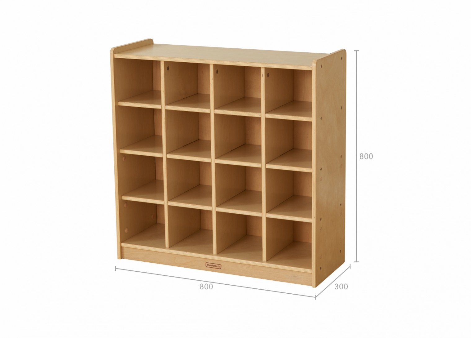 800H x 800L 16 Compartment Shelving Unit - Wooden Back