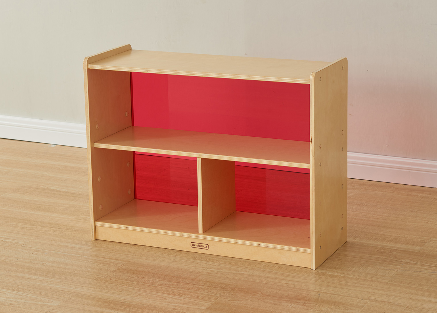 620H x 800L 3-Compartment Shelving Unit - Translucent Red Back