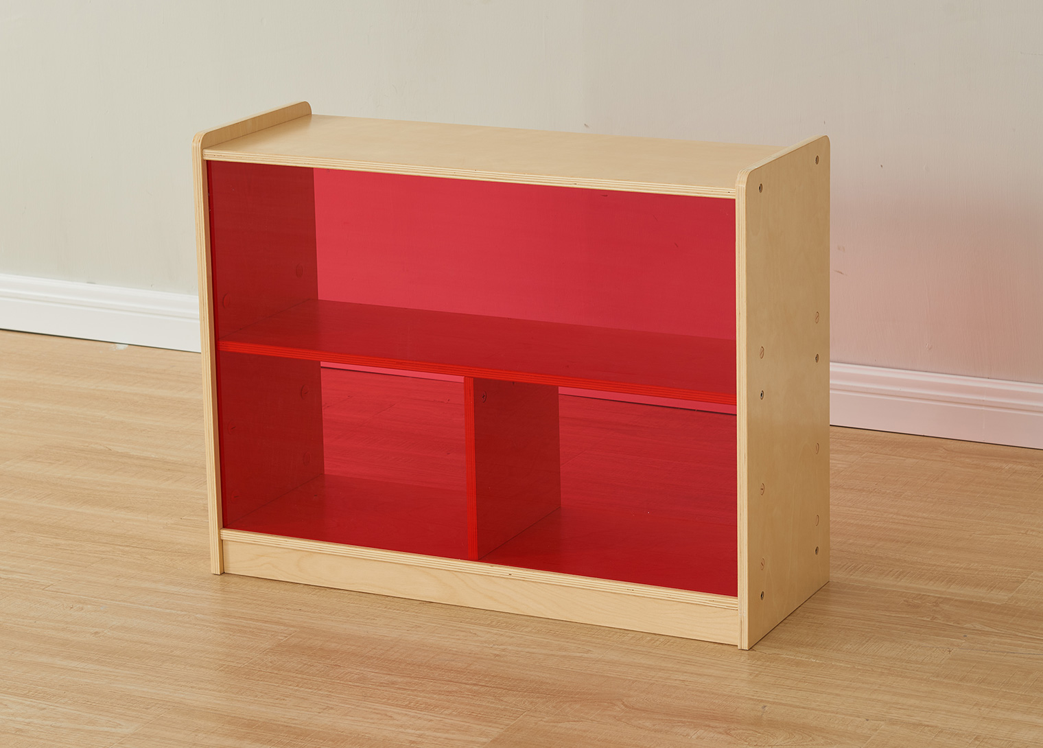 620H x 800L 3-Compartment Shelving Unit - Translucent Red Back