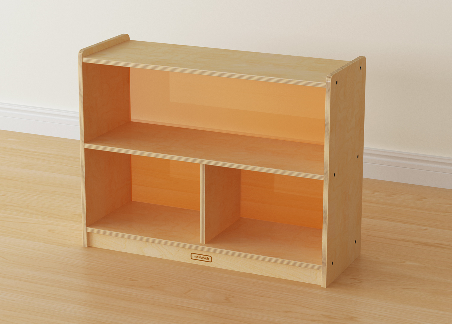 620H x 800L 3-Compartment Shelving Unit - Translucent Orange Back