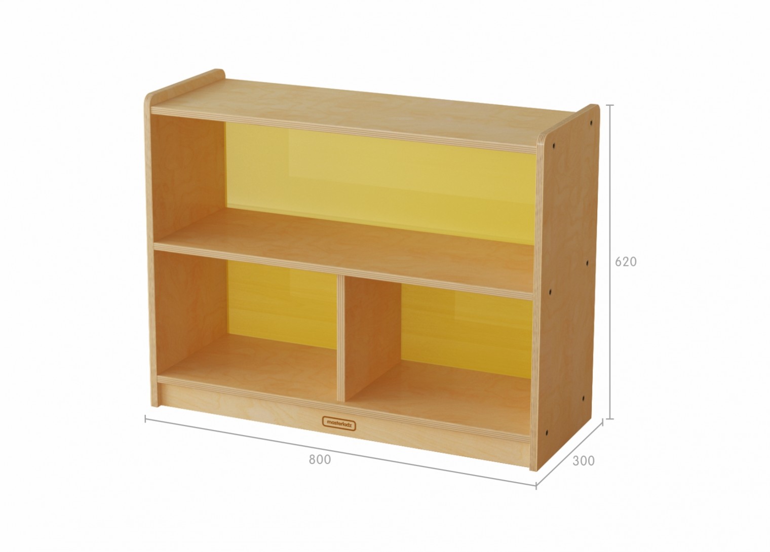 620H x 800L 3-Compartment Shelving Unit - Translucent Yellow Back