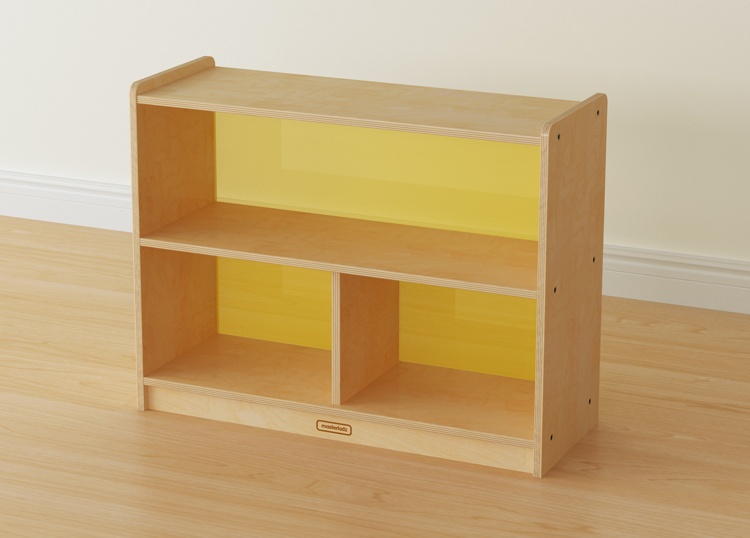 620H x 800L 3-Compartment Shelving Unit - Translucent Yellow Back