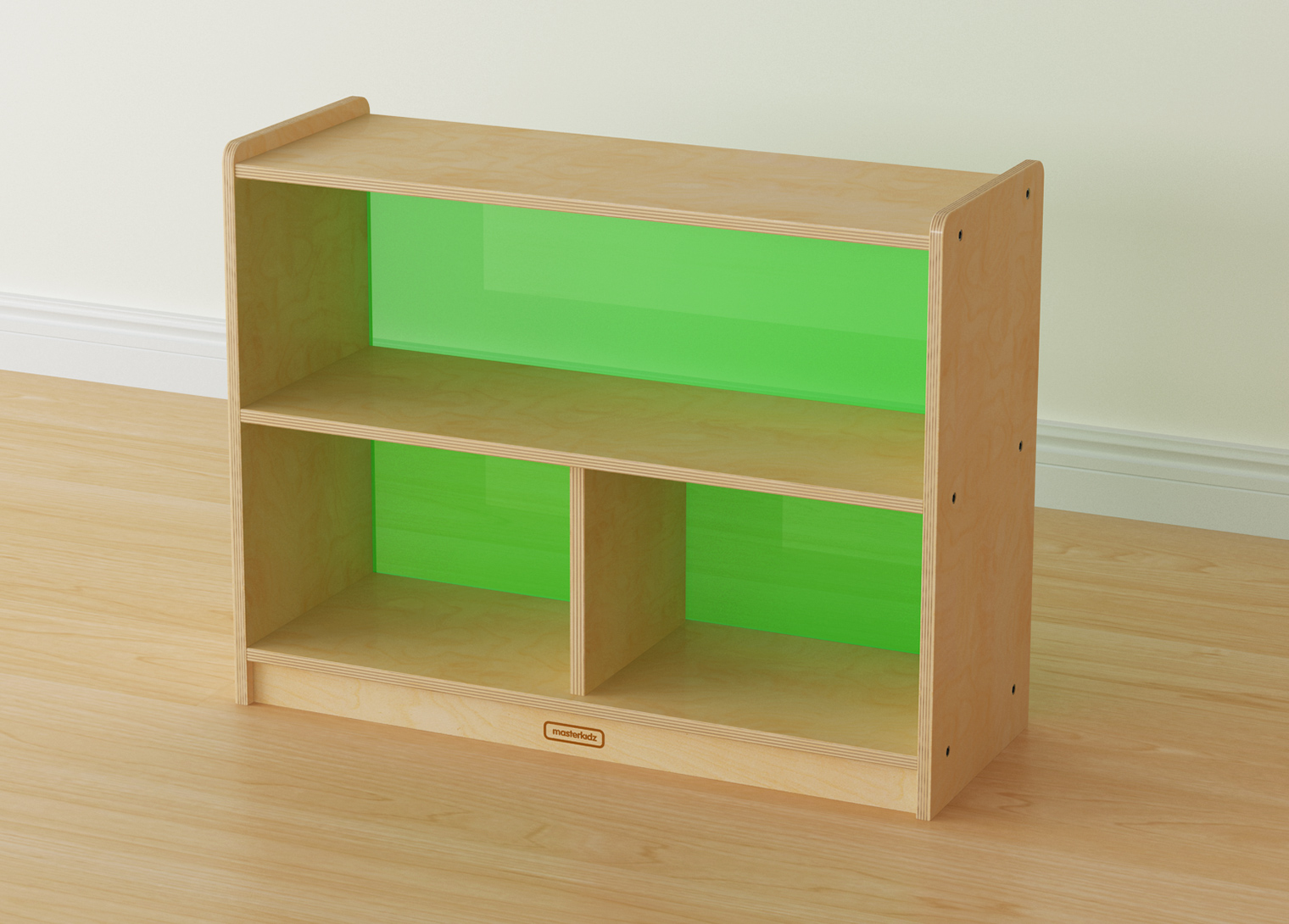 620H x 800L 3-Compartment Shelving Unit - Translucent Green Back