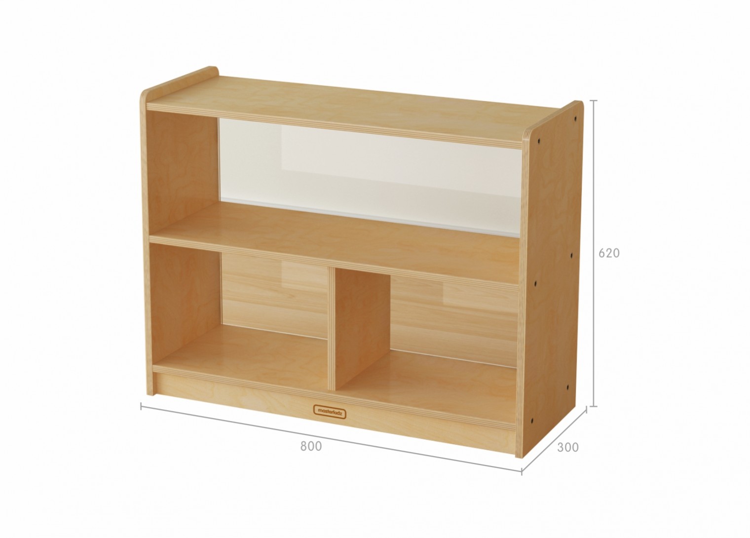 620H x 800L 3-Compartment Shelving Unit - Transparent Back