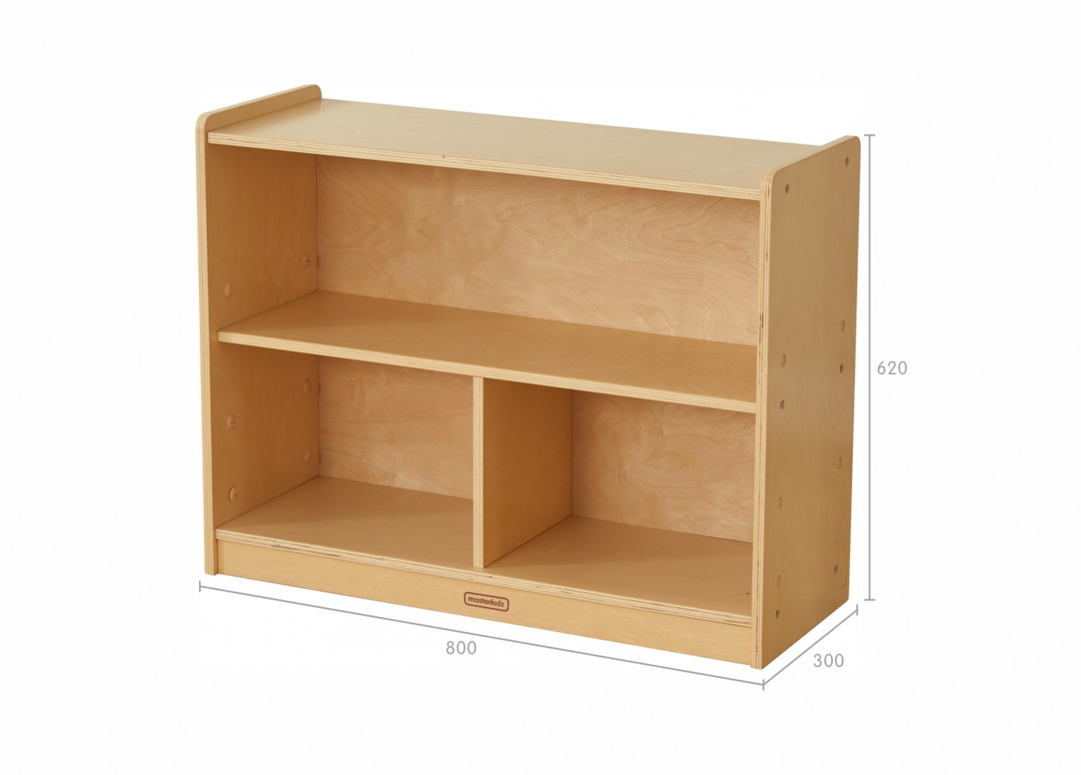 620H x 800L 3-Compartment Shelving Unit - Wooden Back