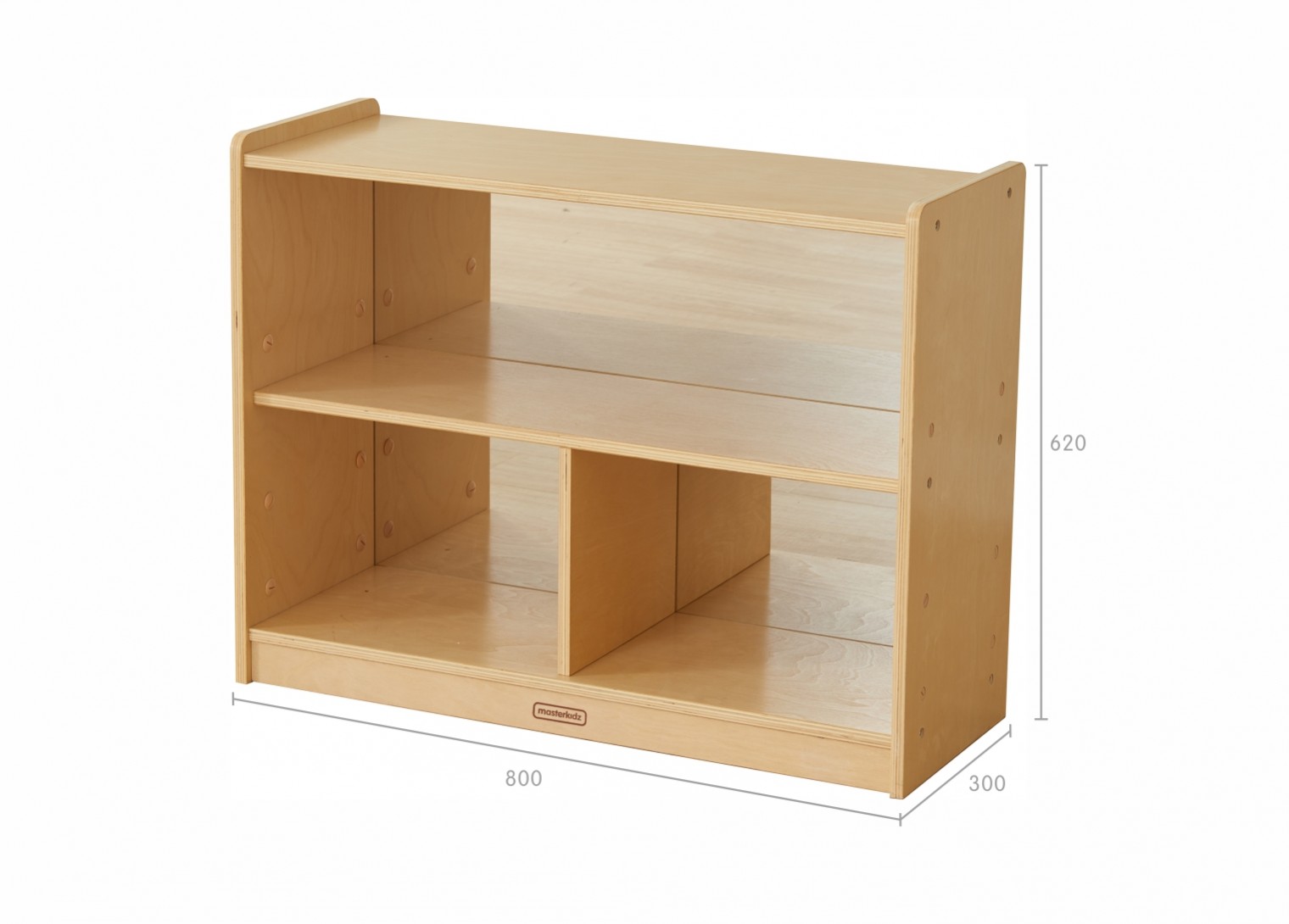 620H x 800L 3-Compartment Shelving Unit - Anti-Scratch Acrylic Mirror Back