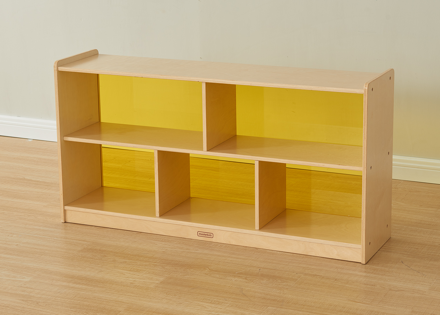 620H x 1200L 5-Compartment Shelving Unit - Translucent Yellow Back