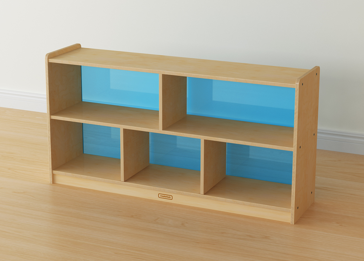 620H x 1200L 5-Compartment Shelving Unit - Translucent Blue Back