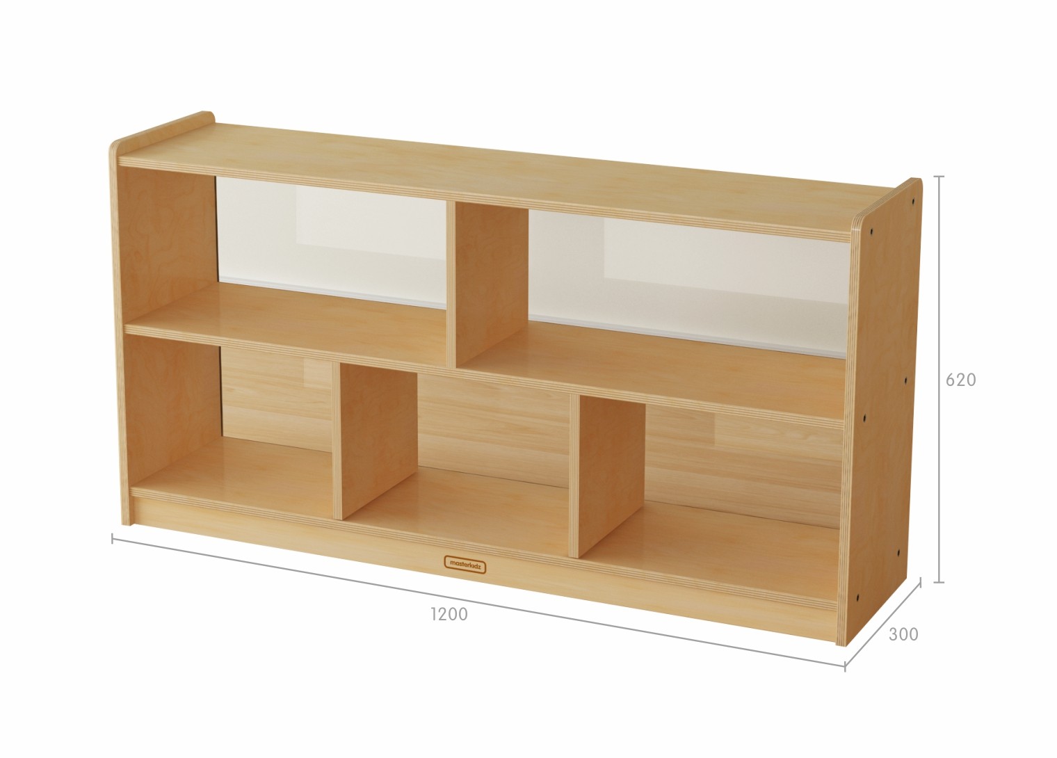 620H x 1200L 5  -Compartment Shelving Unit - Transparent Back