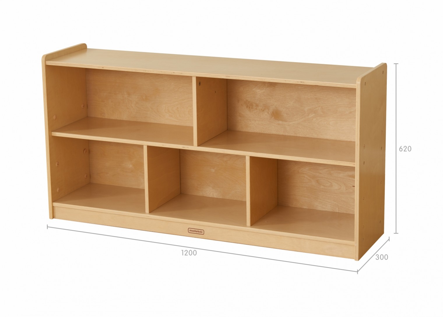 620H x 1200L 5-Compartment Shelving Unit - Wooden Back